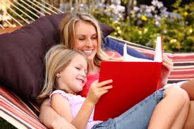 mother reading to young girl